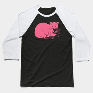 Pink Cat Baseball T-Shirt